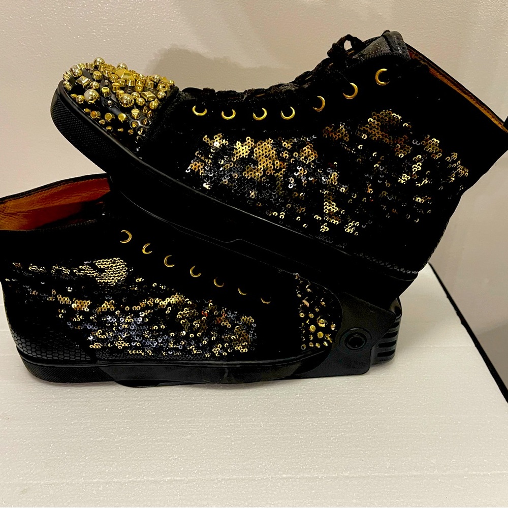 Christian Louboutin Galucalf Velvet Sequin Embellished Mad Flat Sneakers 42/43